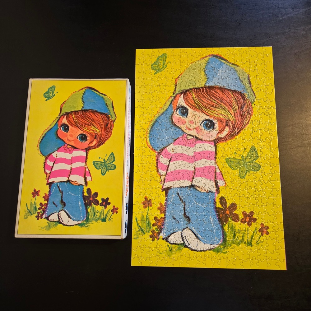 Vintage Warren Built-Rite Bright Eyes Jigsaw Puzzle 500+ Pc Big Eyed Boy No 471